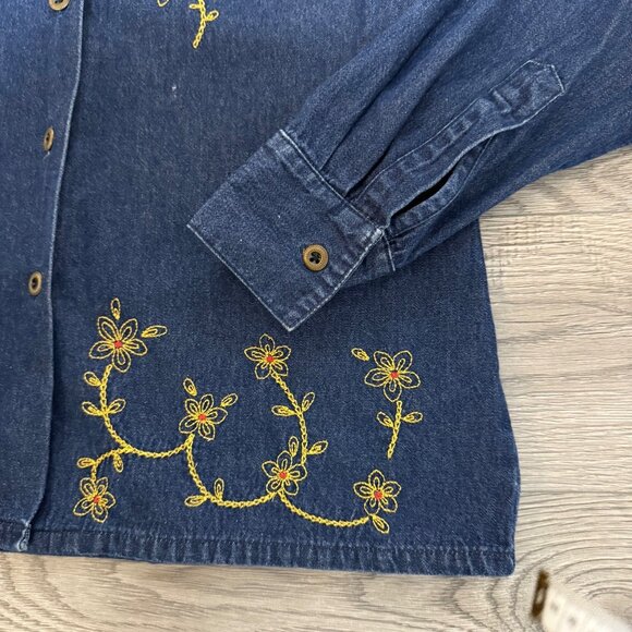 Cervelle Denim Maxi Dress 2 Piece Set Sz L Blue Jean VTG Embroidered Lagenlook - Picture 6 of 16